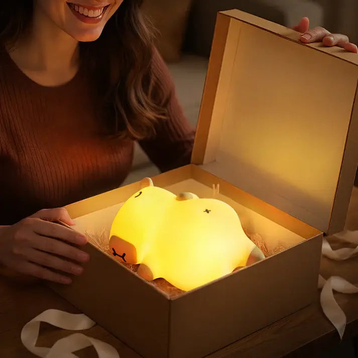 Sleeping Capybara Breathing Squishy Silicone Companion Sound LED Night Light Perfect Gift