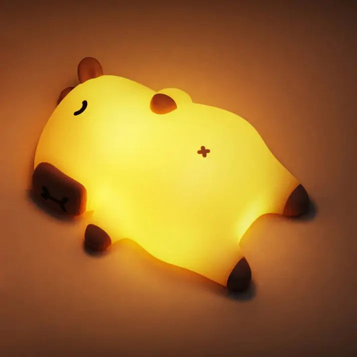Sleeping Capybara Breathing Squishy Silicone Companion Sound LED Night Light Perfect Gift