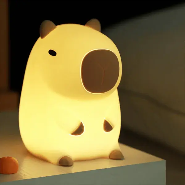 Sleeping Capybara Breathing Squishy Silicone Companion Sound LED Night Light Perfect Gift